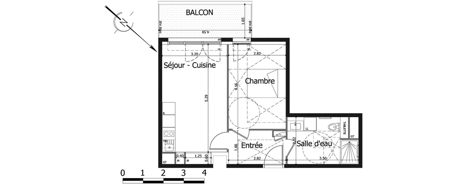 Appartement T2 de 41,66 m2 &agrave; Noisy-Le-Grand Centre
