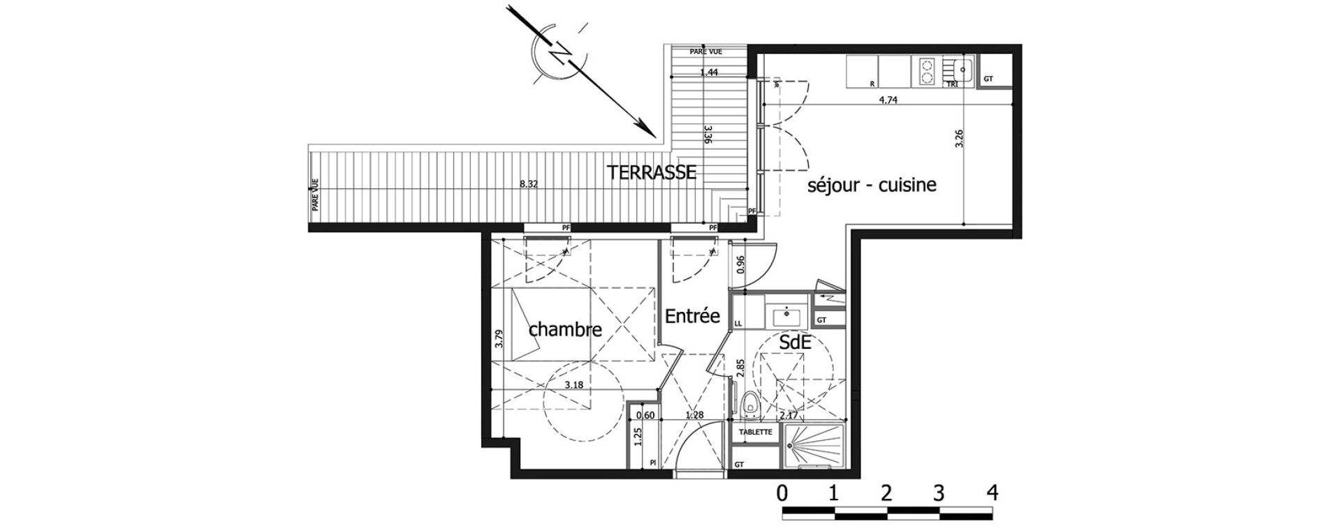 Appartement T2 de 43,04 m2 &agrave; Noisy-Le-Grand Centre