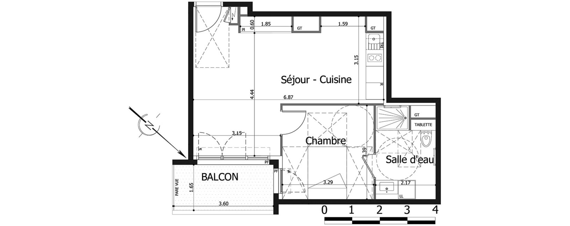 Appartement T2 de 45,88 m2 &agrave; Noisy-Le-Grand Centre