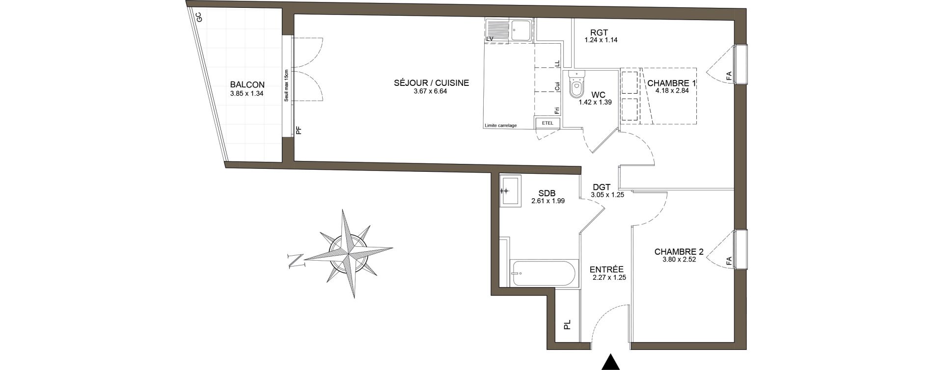 Appartement T3 de 61,49 m2 &agrave; Noisy-Le-Grand Les coteaux