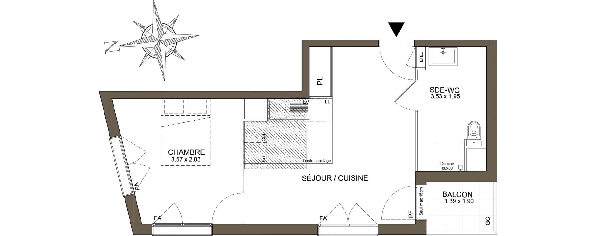 Appartement T2 de 39,15 m2 &agrave; Noisy-Le-Grand Les coteaux
