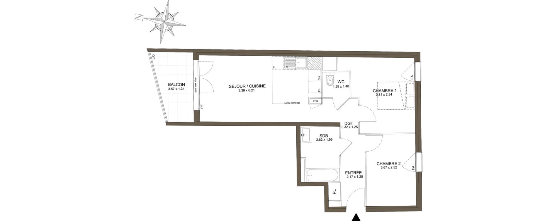 Appartement T3 de 57,35 m2 &agrave; Noisy-Le-Grand Les coteaux