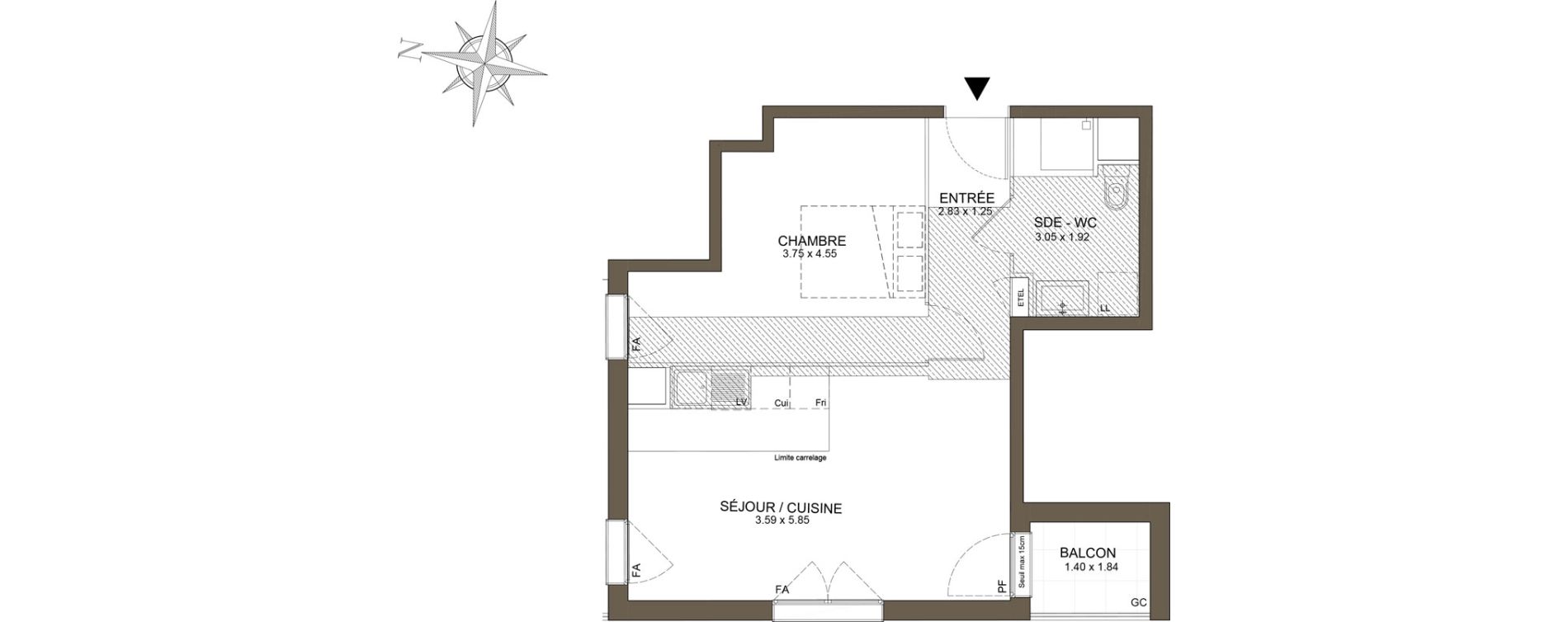 Appartement T2 de 43,73 m2 &agrave; Noisy-Le-Grand Les coteaux