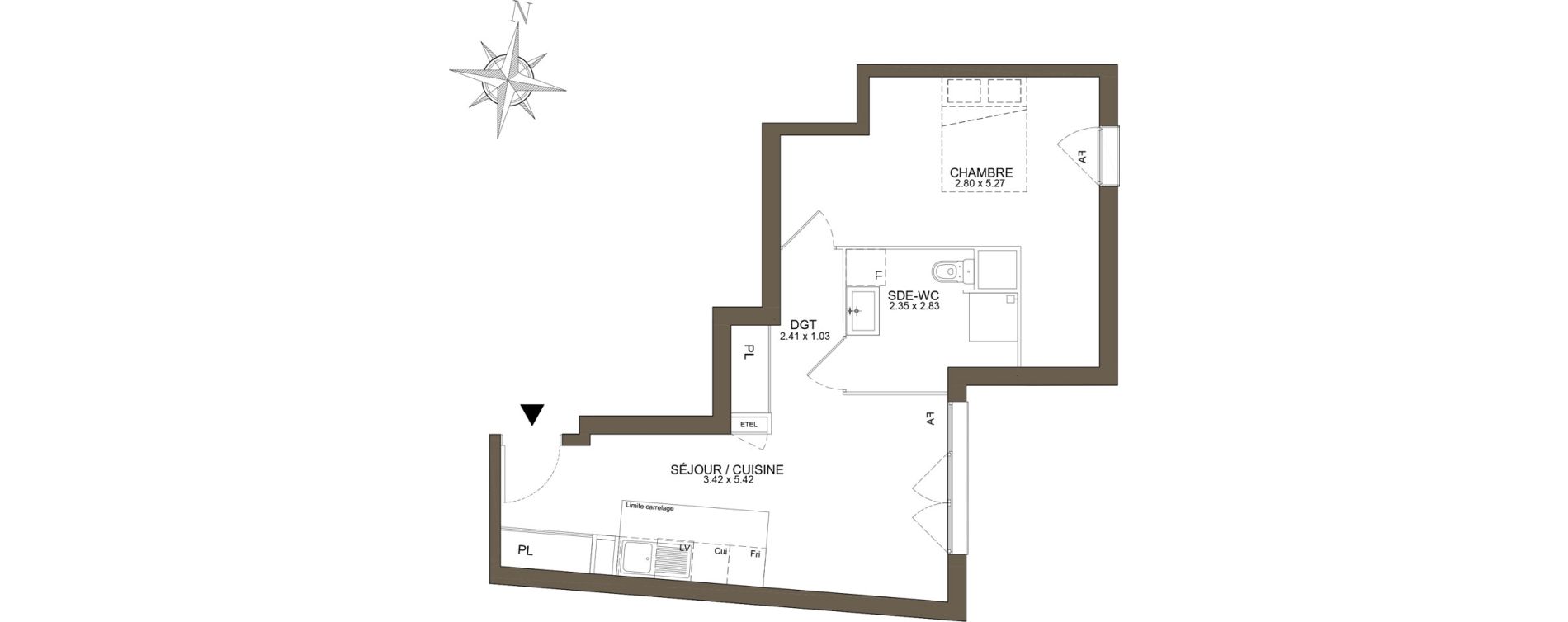 Appartement T2 de 44,89 m2 &agrave; Noisy-Le-Grand Les coteaux