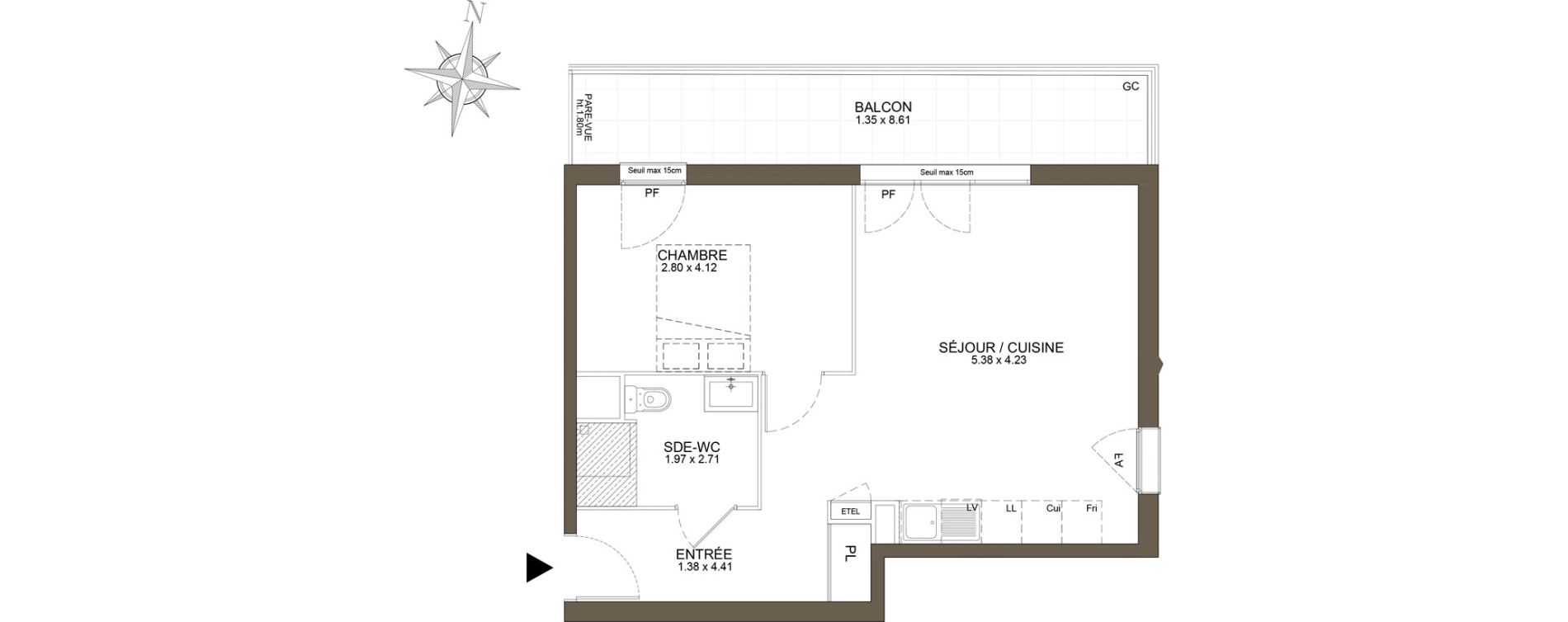 Appartement T2 de 47,42 m2 &agrave; Noisy-Le-Grand Les coteaux