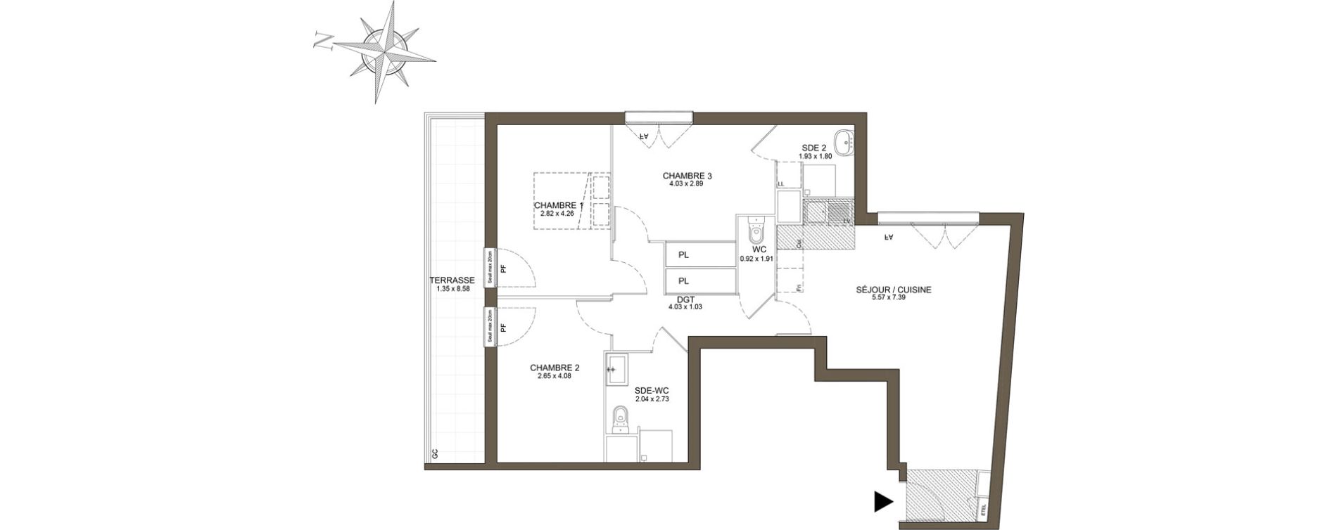 Appartement T4 de 81,12 m2 &agrave; Noisy-Le-Grand Les coteaux