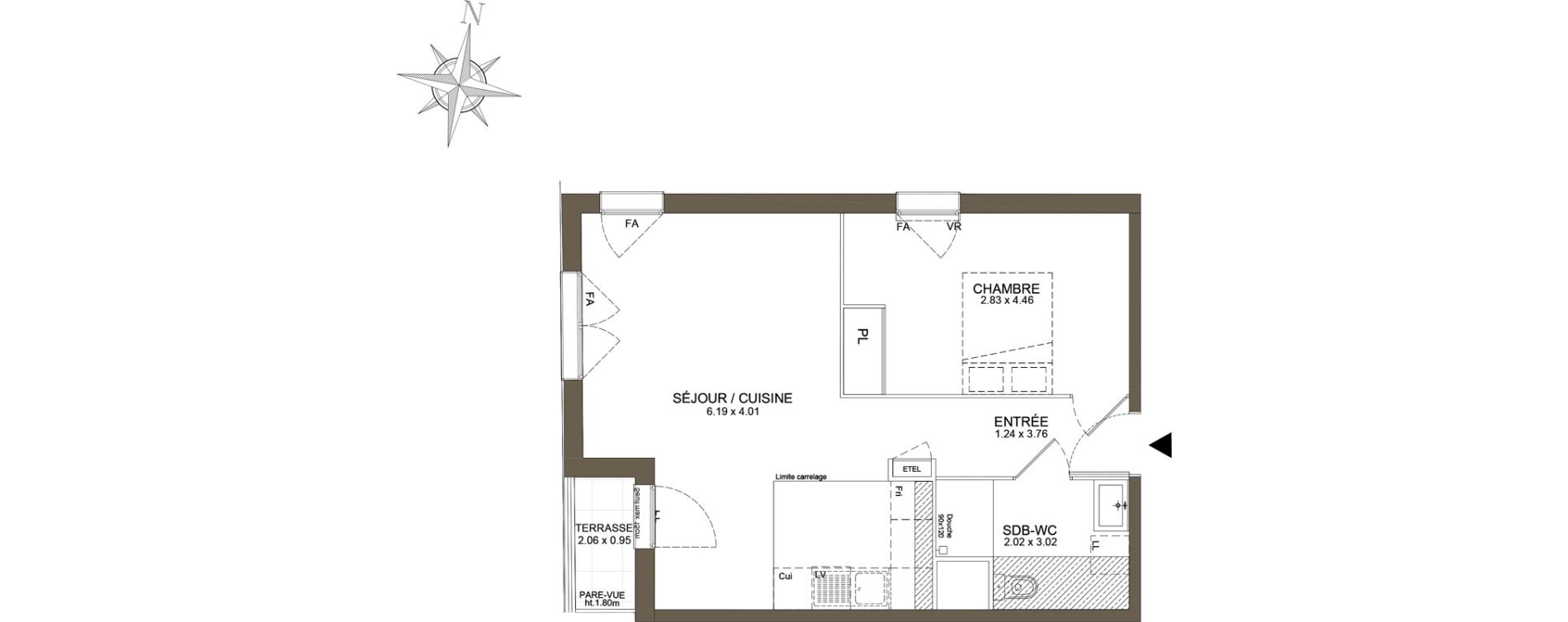 Appartement T2 de 48,57 m2 &agrave; Noisy-Le-Grand Les coteaux