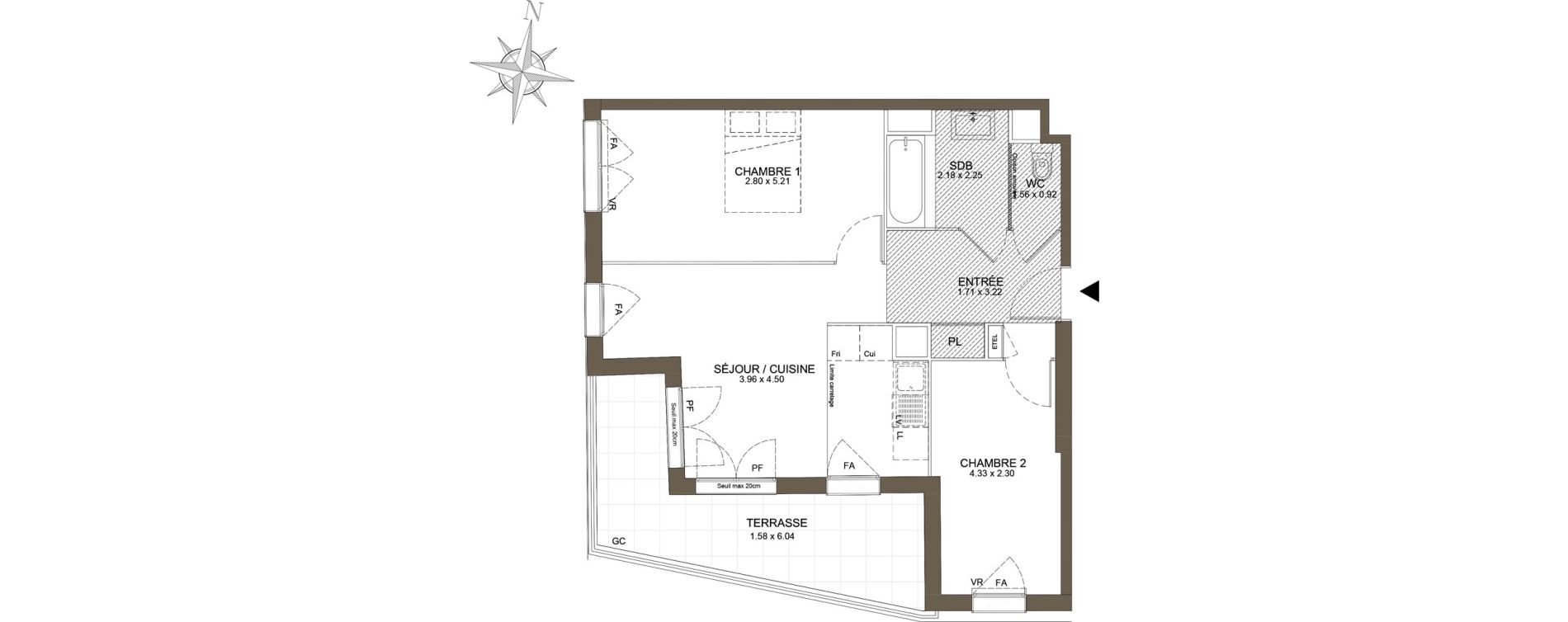 Appartement T3 de 56,25 m2 &agrave; Noisy-Le-Grand Les coteaux