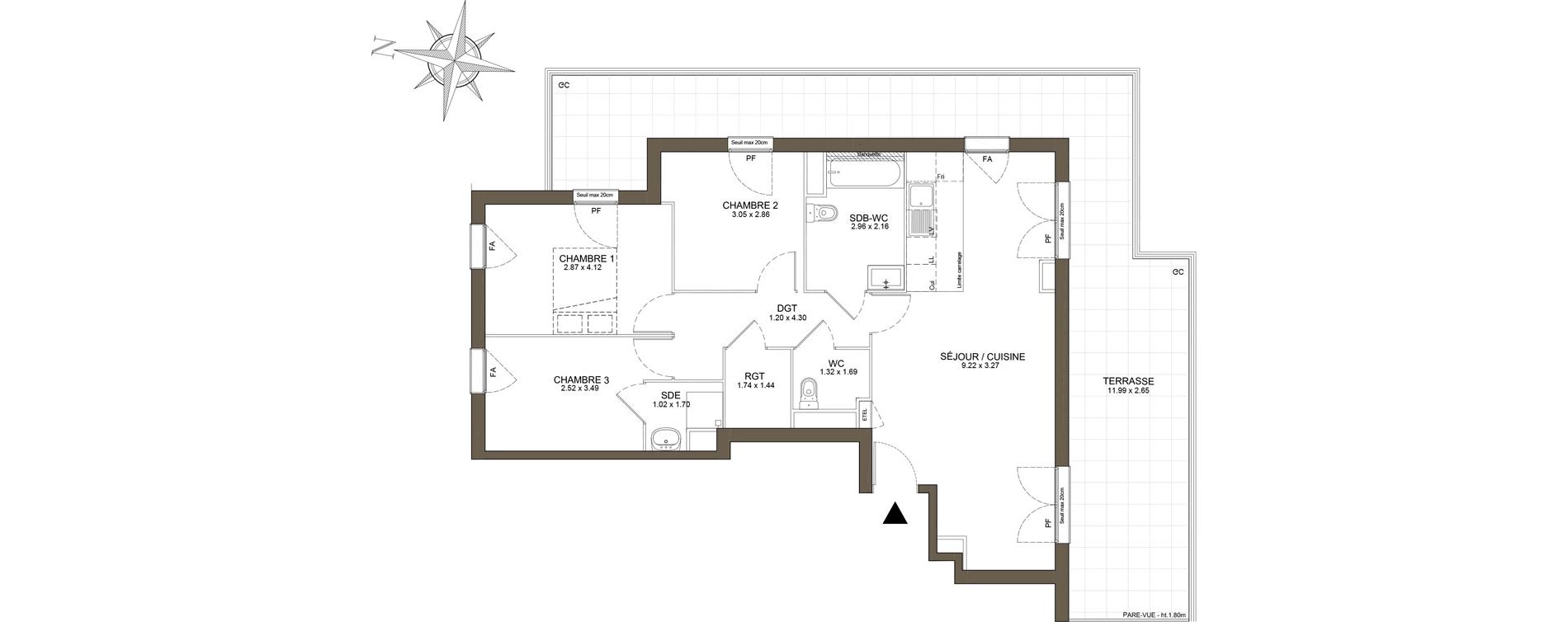 Appartement T4 de 80,40 m2 &agrave; Noisy-Le-Grand Les coteaux