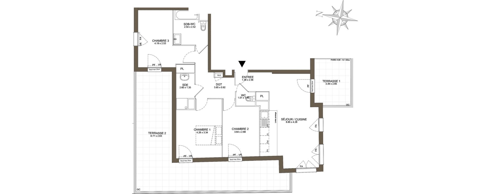Appartement T4 de 83,49 m2 &agrave; Noisy-Le-Grand Les coteaux