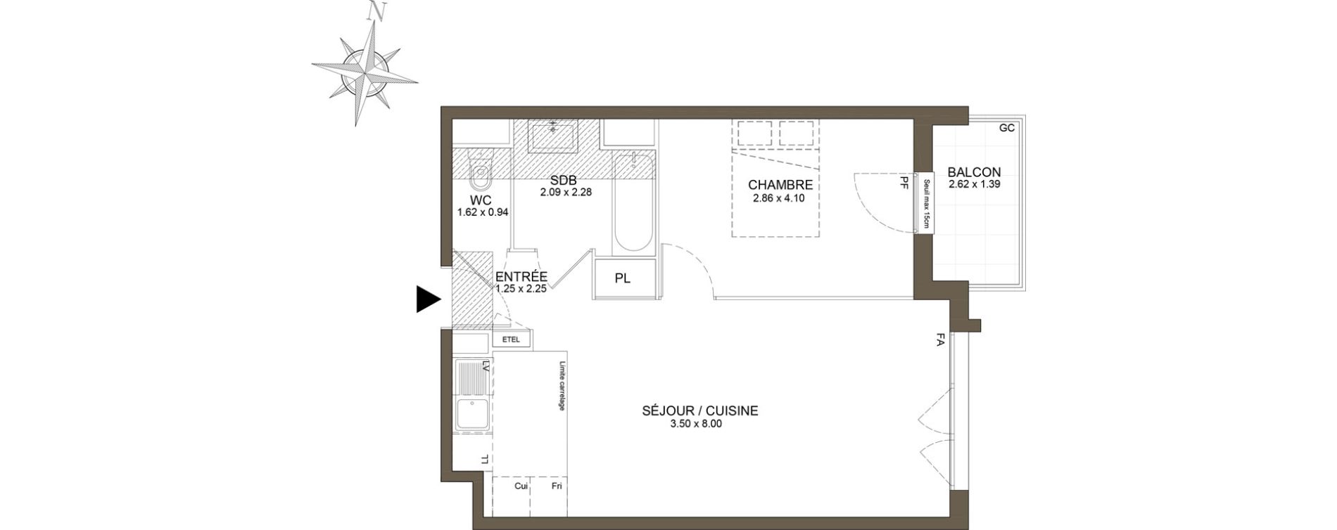Appartement T2 de 47,15 m2 &agrave; Noisy-Le-Grand Les coteaux