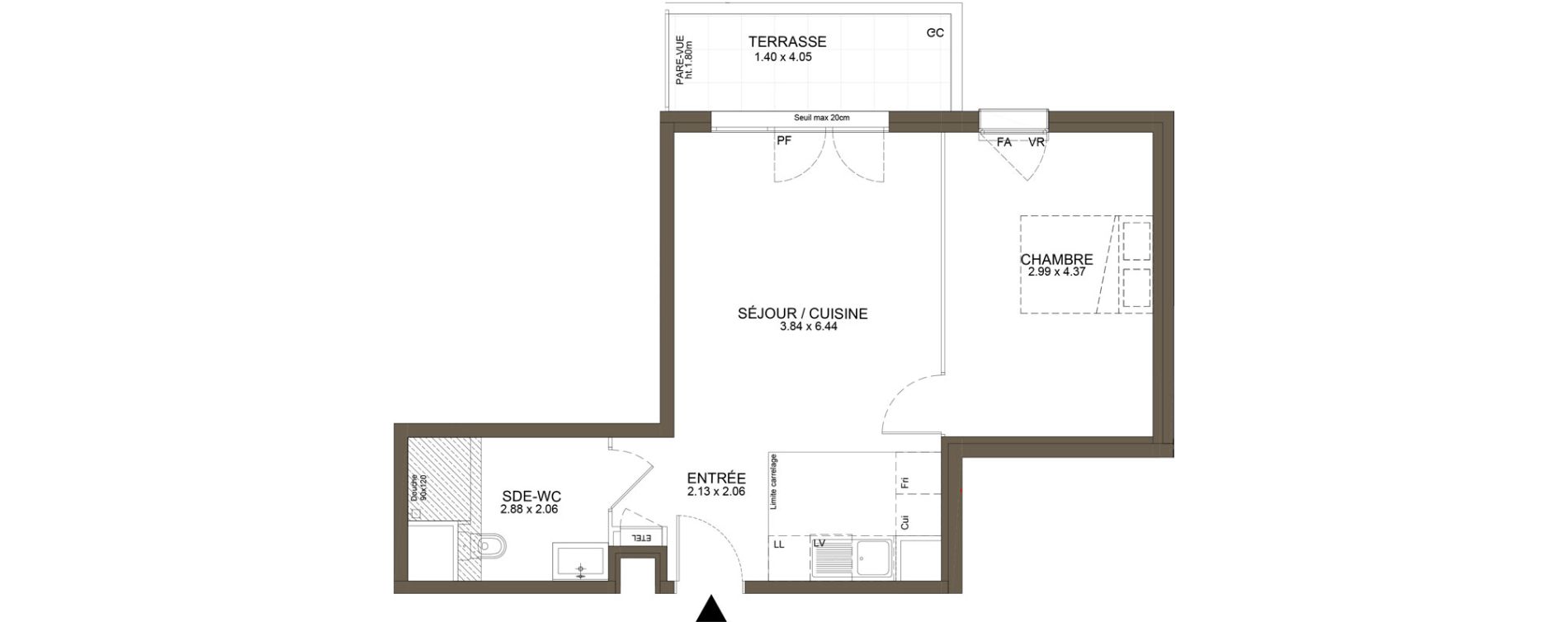 Appartement T2 de 43,89 m2 &agrave; Noisy-Le-Grand Les coteaux