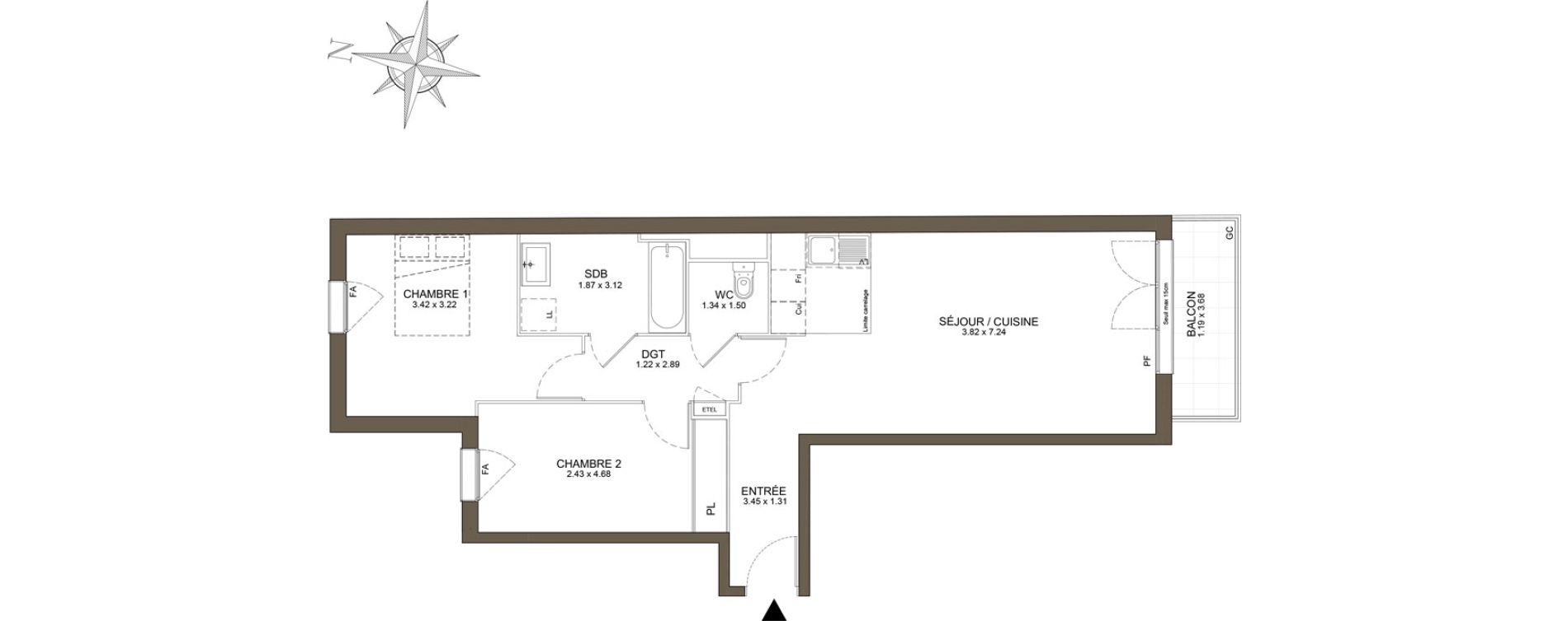 Appartement T3 de 67,17 m2 &agrave; Noisy-Le-Grand Les coteaux