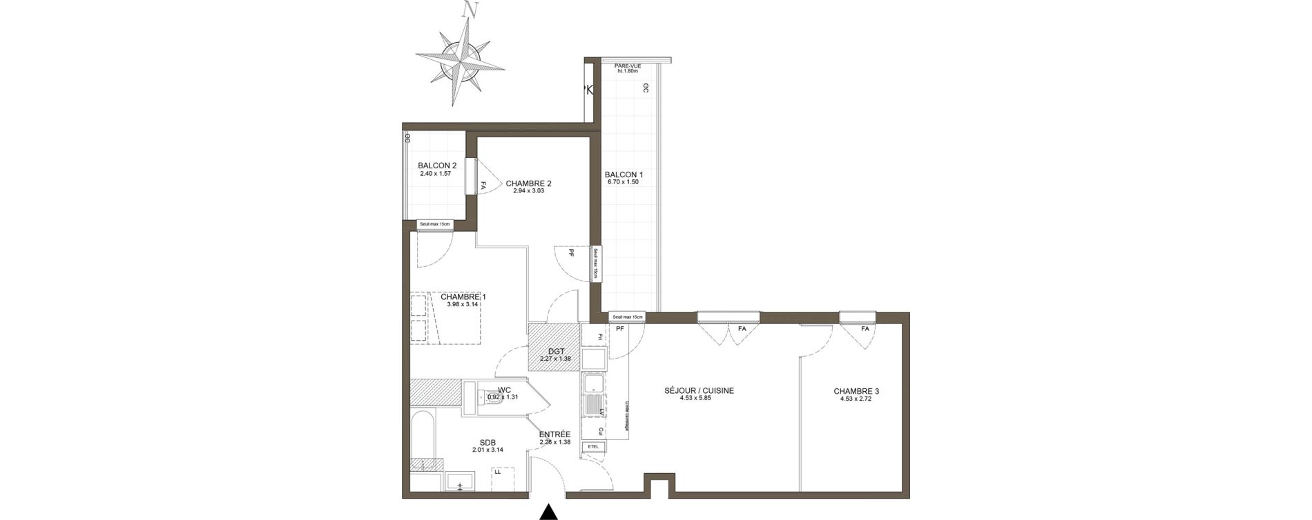 Appartement T4 de 76,44 m2 &agrave; Noisy-Le-Grand Les coteaux