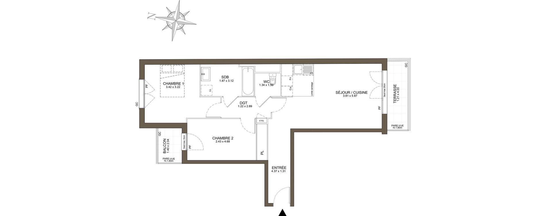 Appartement T3 de 63,92 m2 &agrave; Noisy-Le-Grand Les coteaux