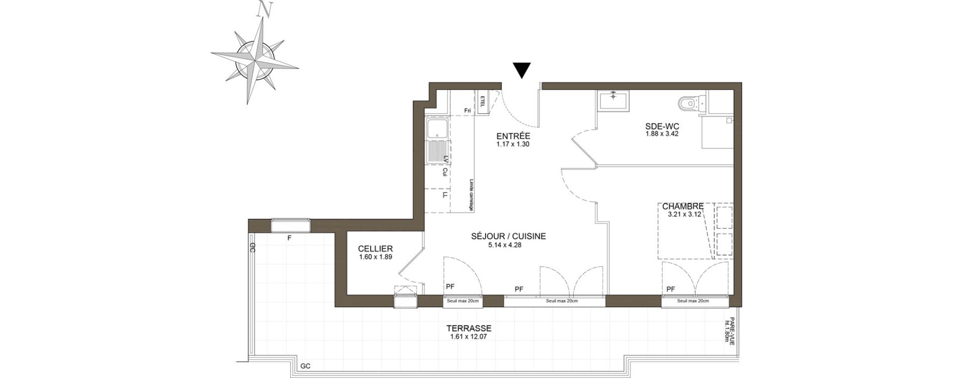 Appartement T2 de 41,29 m2 &agrave; Noisy-Le-Grand Les coteaux