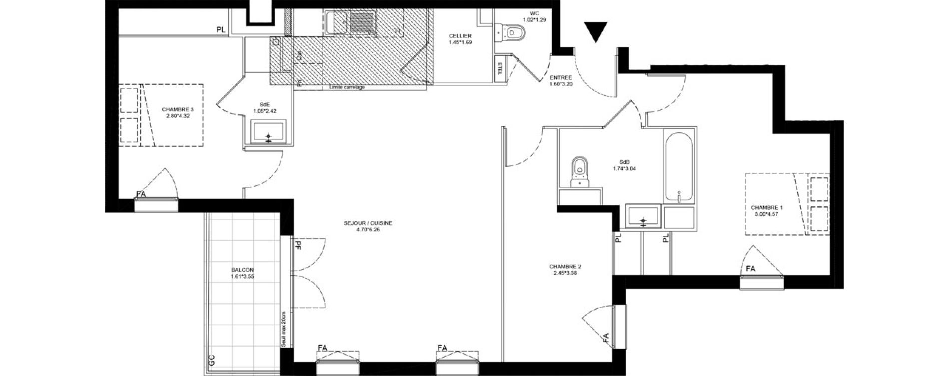 Appartement T4 de 89,74 m2 &agrave; Noisy-Le-Grand Les coteaux