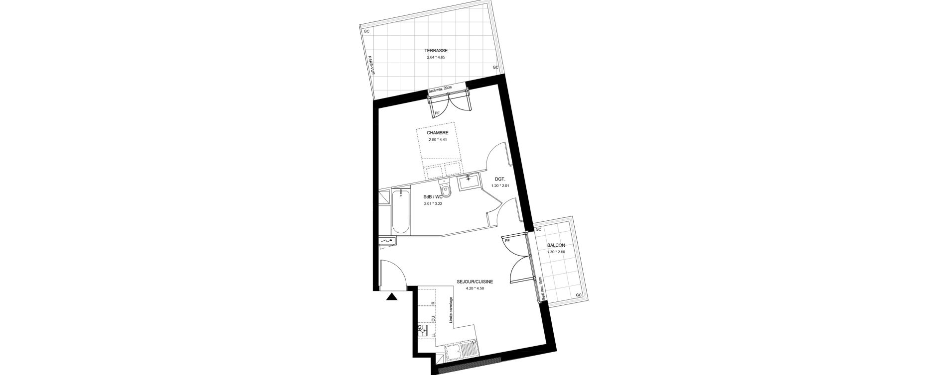 Appartement T2 de 44,24 m2 &agrave; Noisy-Le-Grand Les coteaux