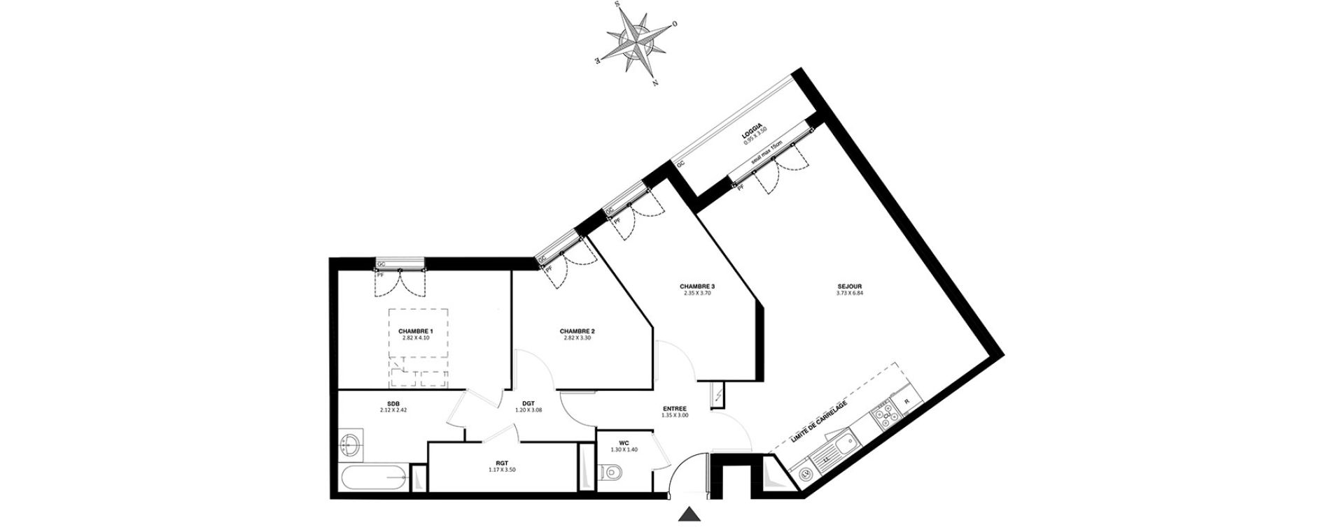 Appartement T4 de 85,05 m2 &agrave; Noisy-Le-Grand Centre