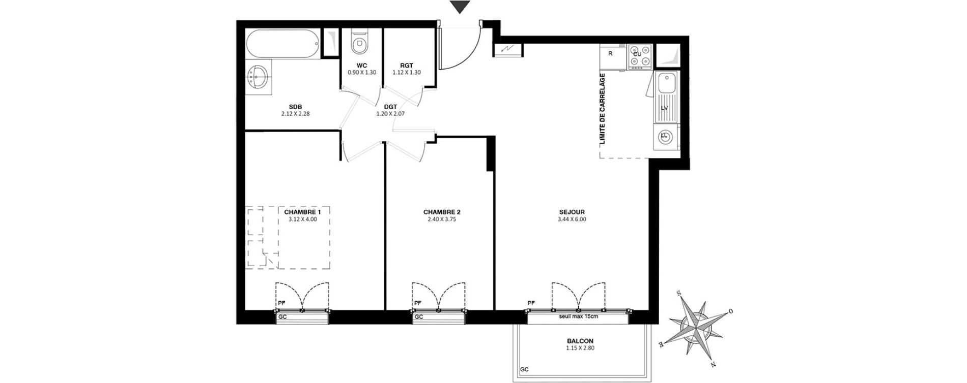 Appartement T3 de 56,15 m2 &agrave; Noisy-Le-Grand Centre