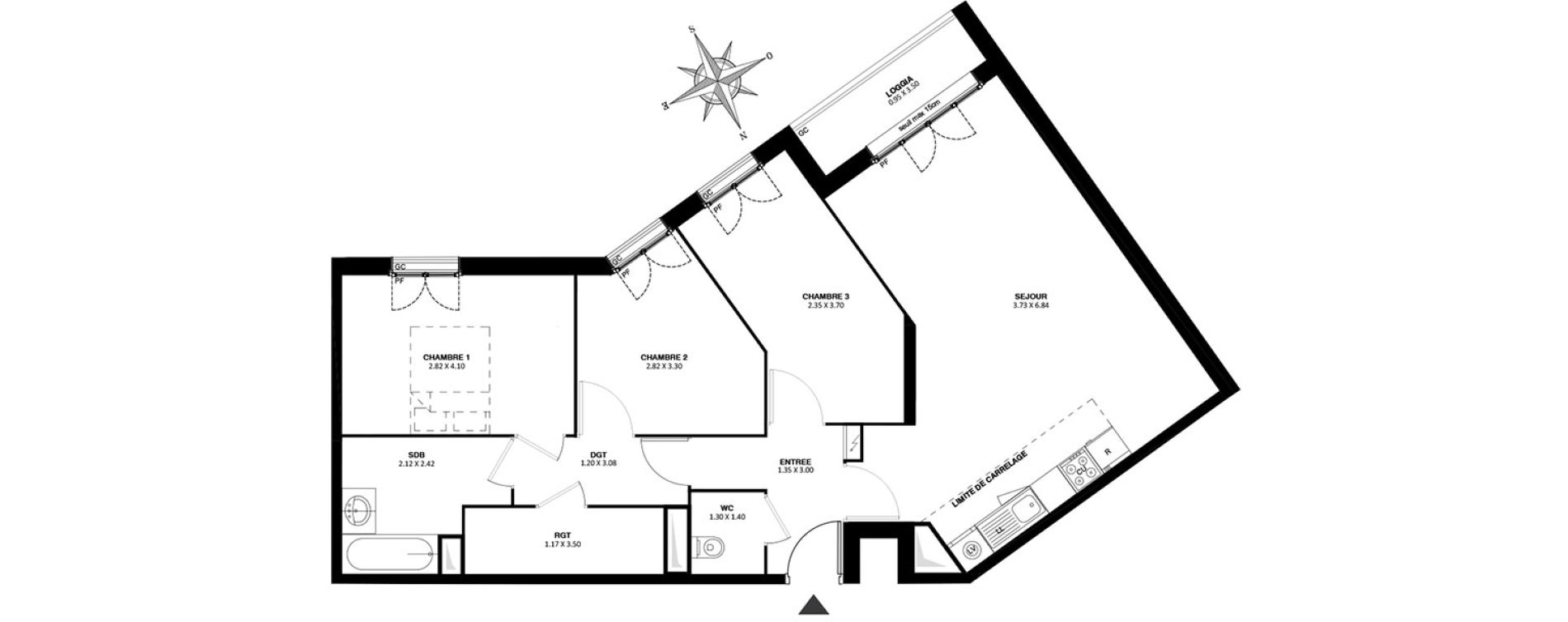 Appartement T4 de 85,05 m2 &agrave; Noisy-Le-Grand Centre