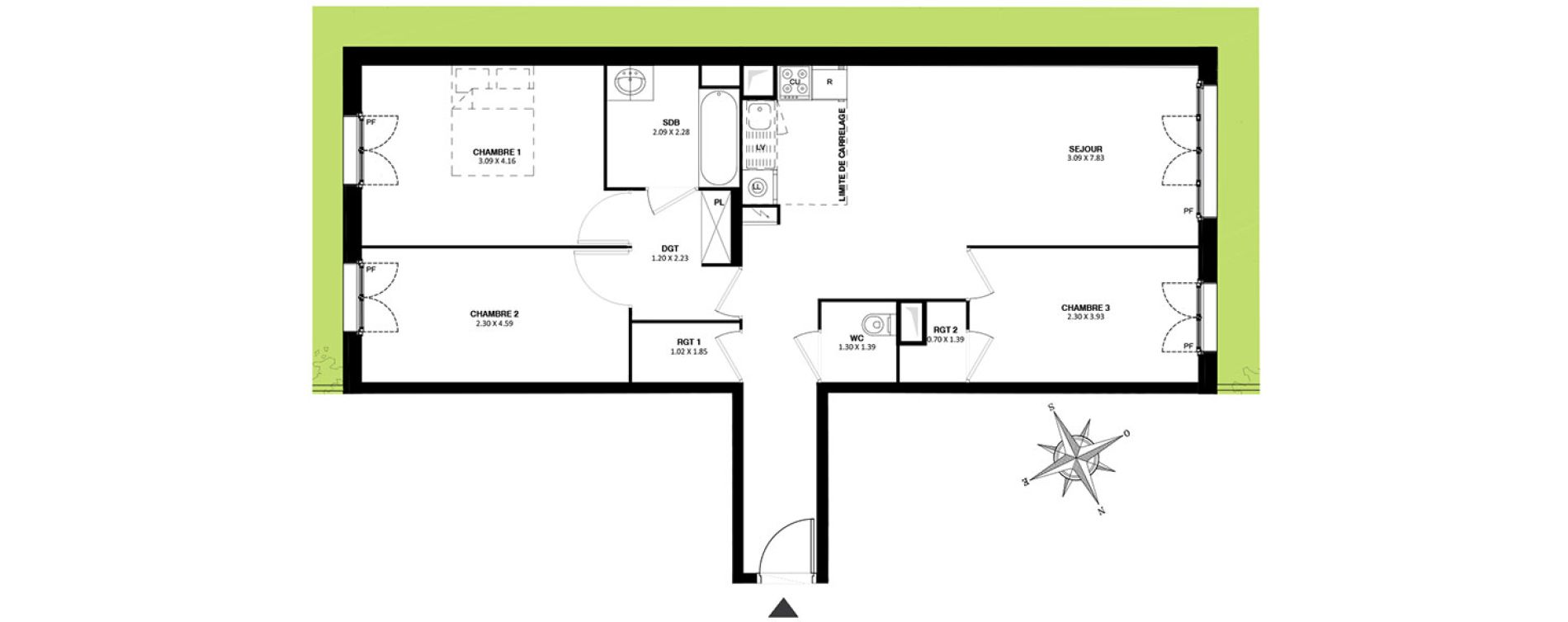 Appartement T4 de 79,55 m2 &agrave; Noisy-Le-Grand Centre