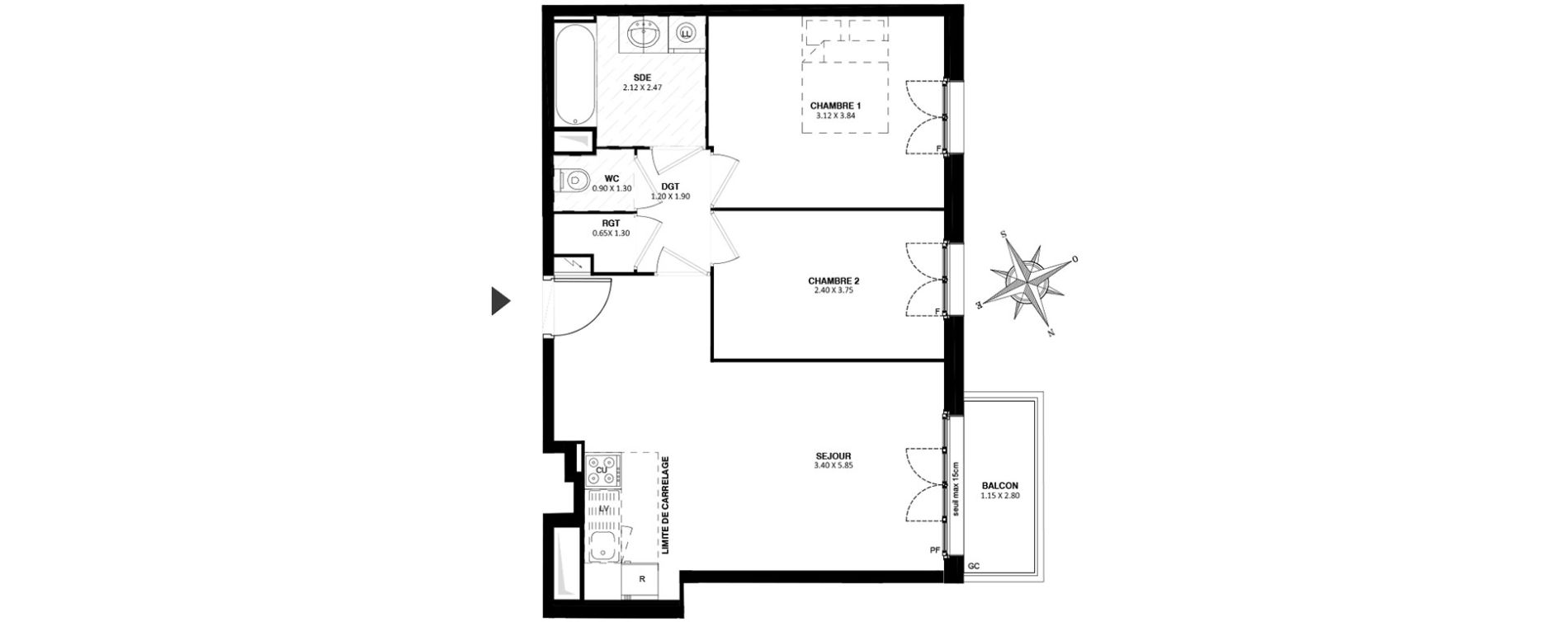 Appartement T3 de 55,50 m2 &agrave; Noisy-Le-Grand Centre