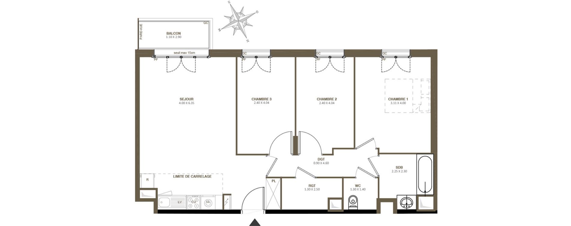 Appartement T4 de 73,50 m2 &agrave; Noisy-Le-Grand Centre