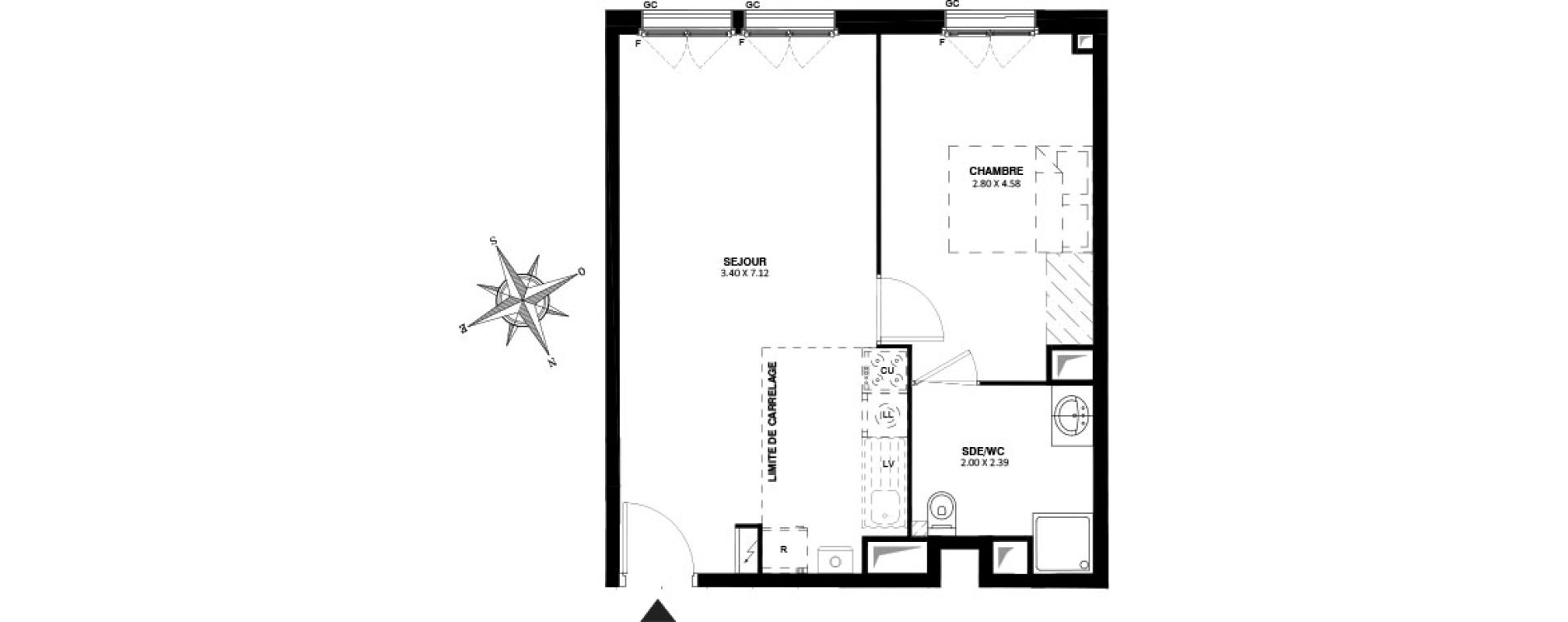 Appartement T2 de 42,50 m2 &agrave; Noisy-Le-Grand Centre
