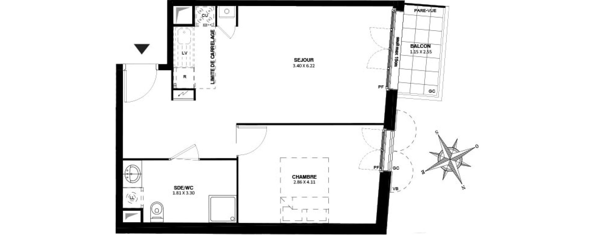 Appartement T2 de 43,95 m2 &agrave; Noisy-Le-Grand Centre