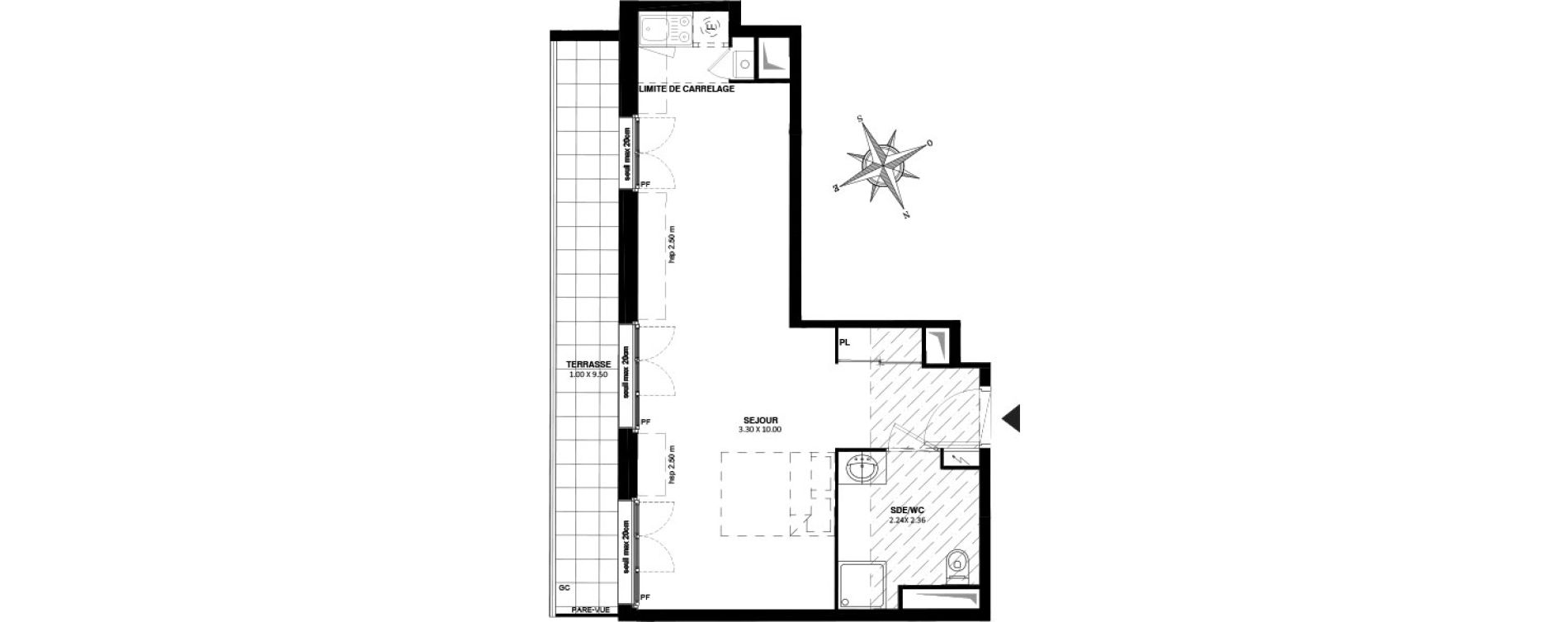 Appartement T1 de 37,65 m2 &agrave; Noisy-Le-Grand Centre