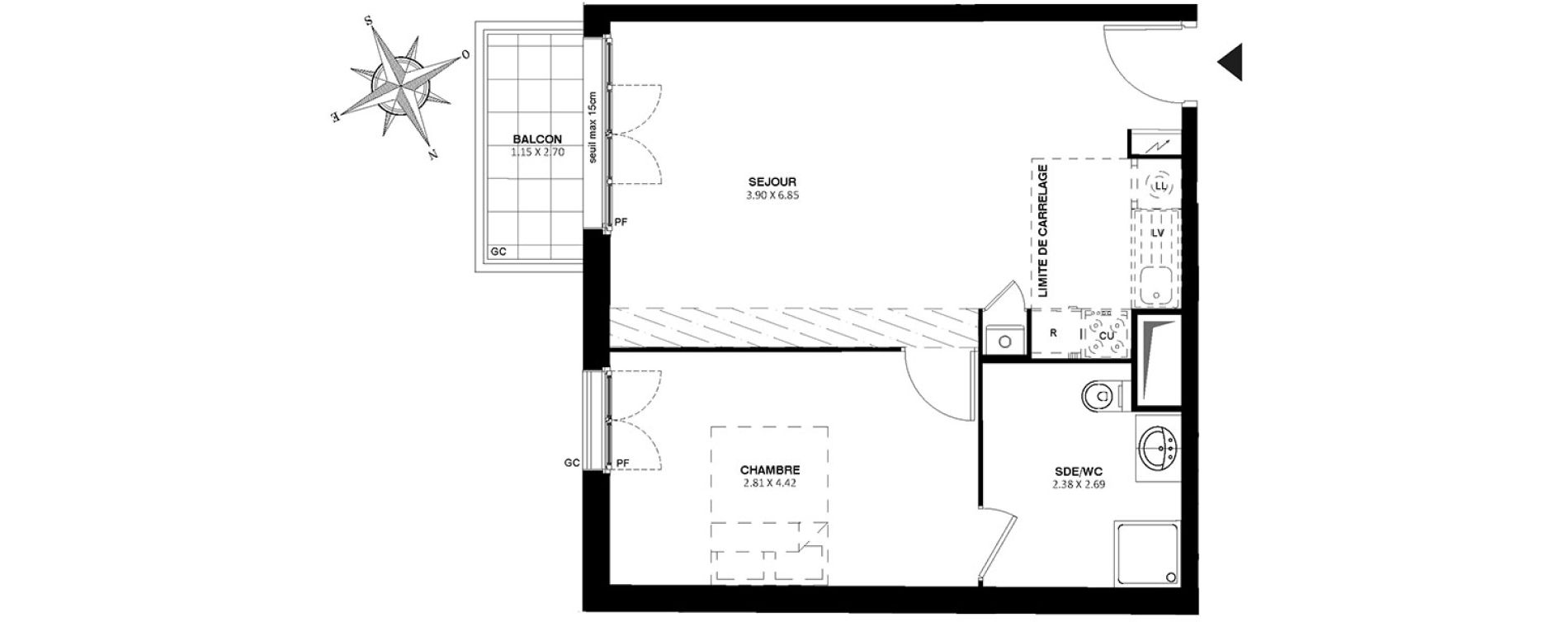 Appartement T2 de 45,05 m2 &agrave; Noisy-Le-Grand Centre