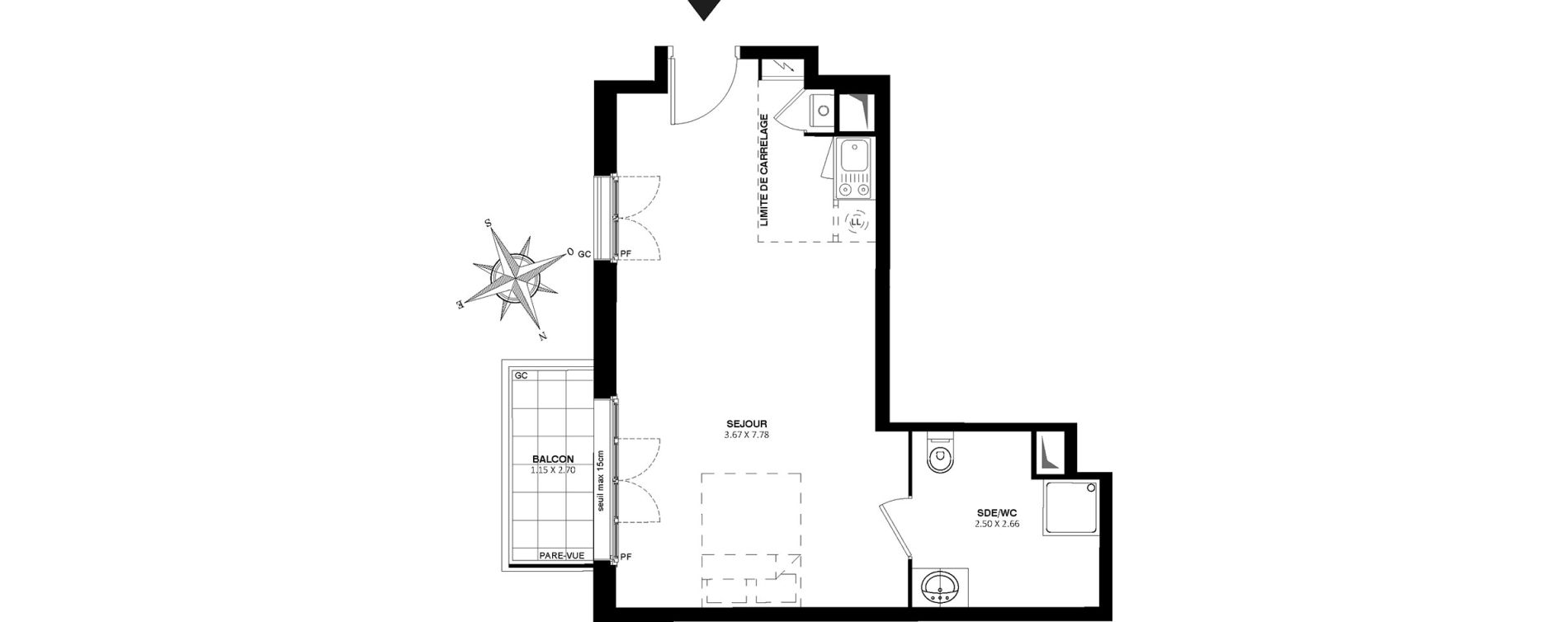 Appartement T1 de 34,50 m2 &agrave; Noisy-Le-Grand Centre