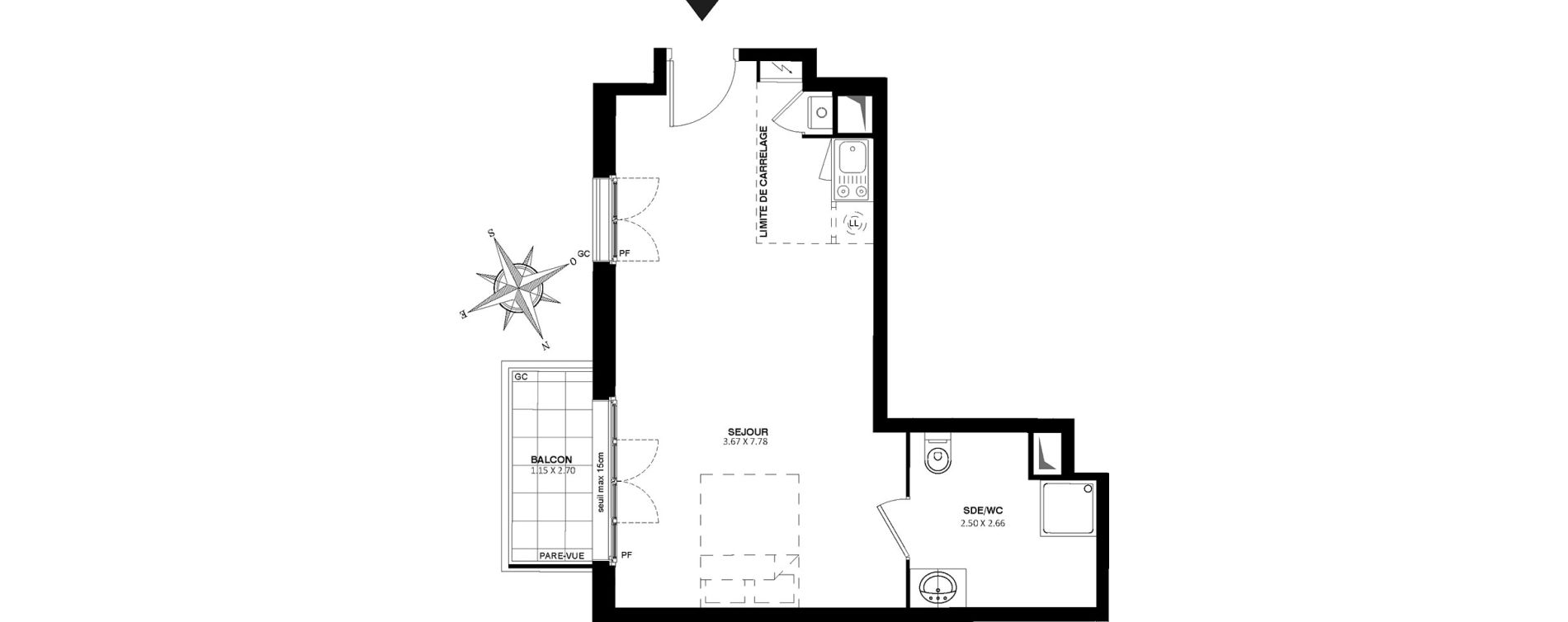 Appartement T1 de 34,50 m2 &agrave; Noisy-Le-Grand Centre