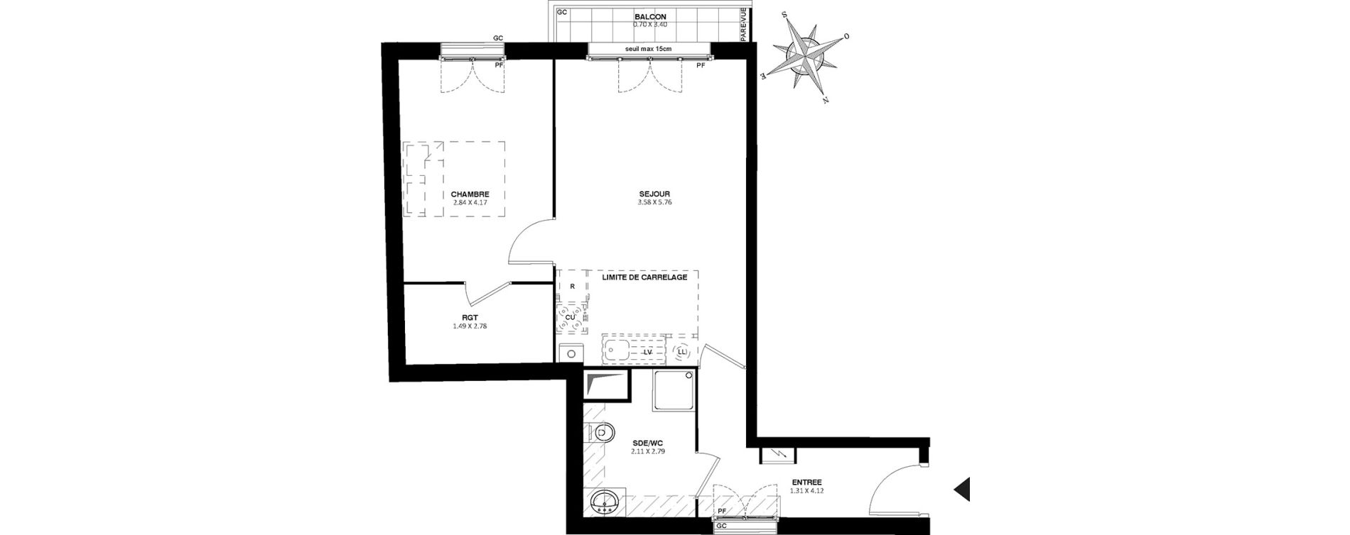 Appartement T2 de 48,50 m2 &agrave; Noisy-Le-Grand Centre