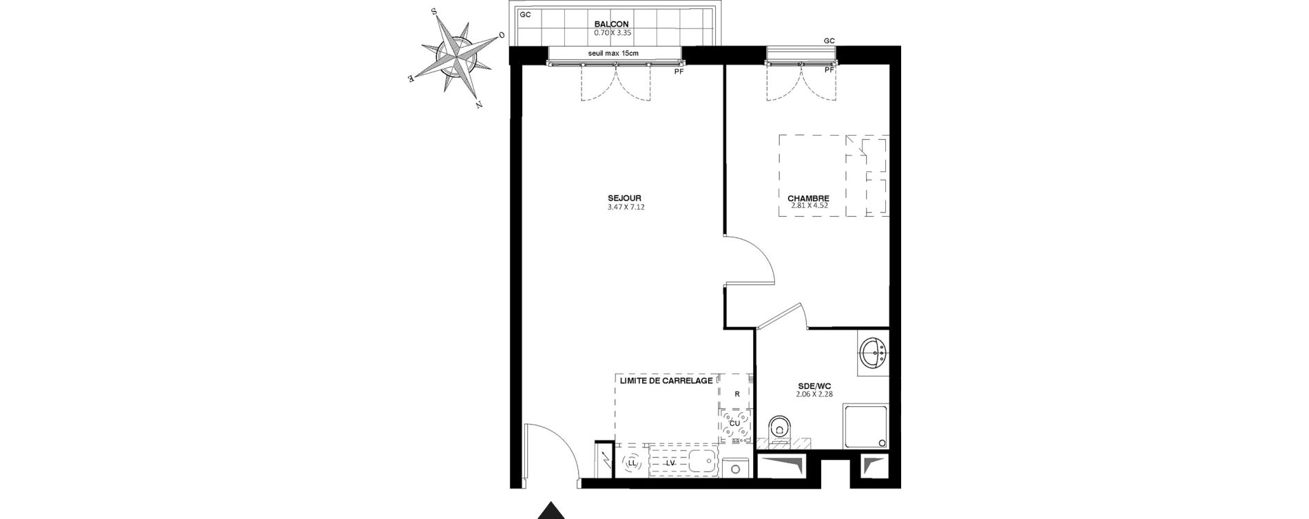 Appartement T2 de 43,25 m2 &agrave; Noisy-Le-Grand Centre