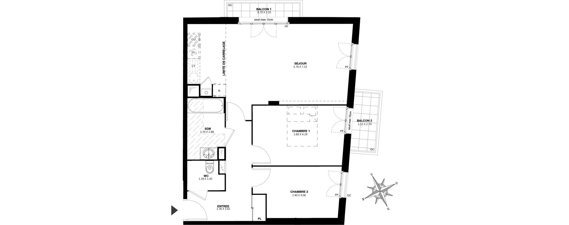 Appartement T3 de 65,20 m2 &agrave; Noisy-Le-Grand Centre