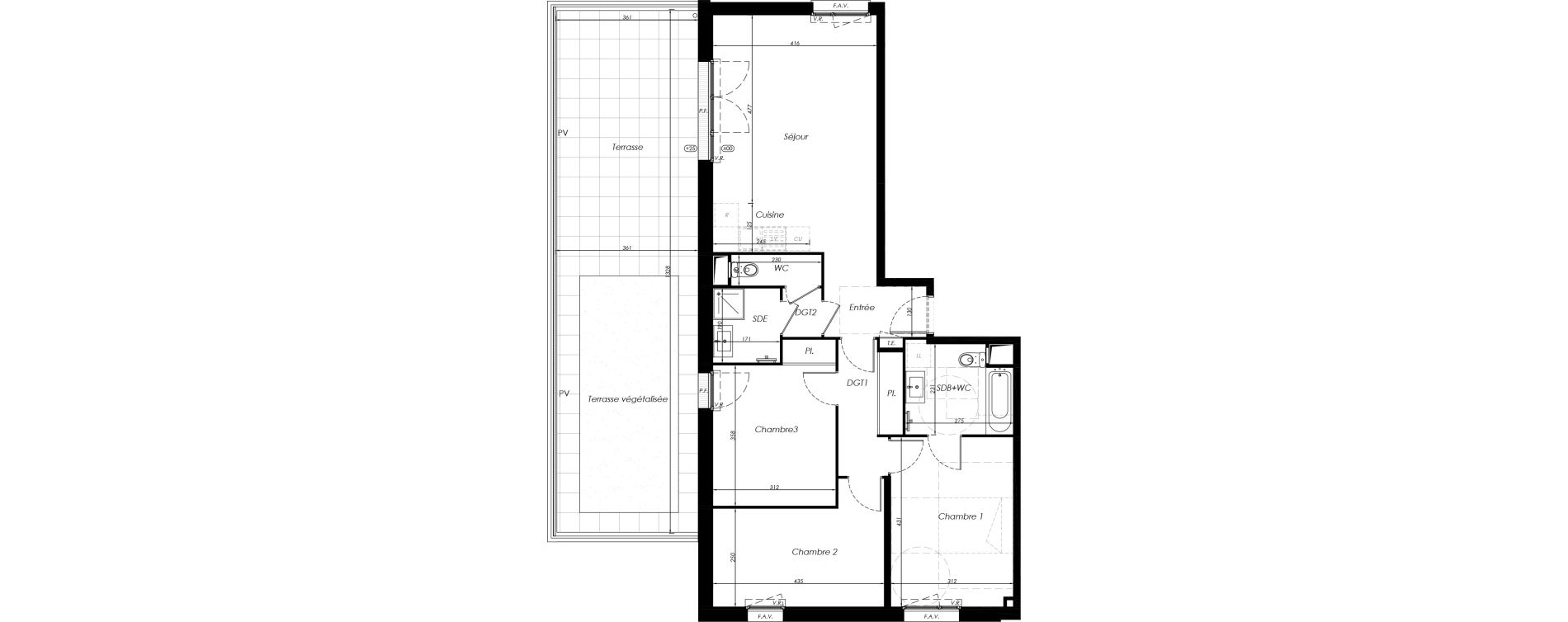 Appartement T4 de 84,22 m2 &agrave; Noisy-Le-Grand Centre