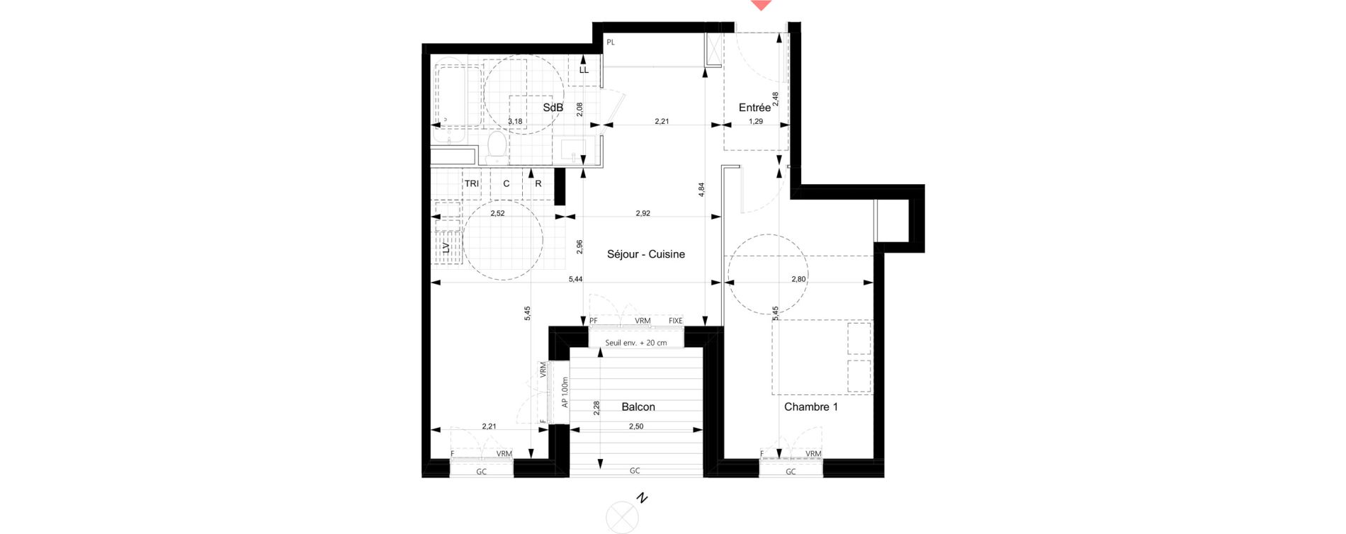 Appartement T2 de 50,70 m2 &agrave; Noisy-Le-Grand Bas-heurts