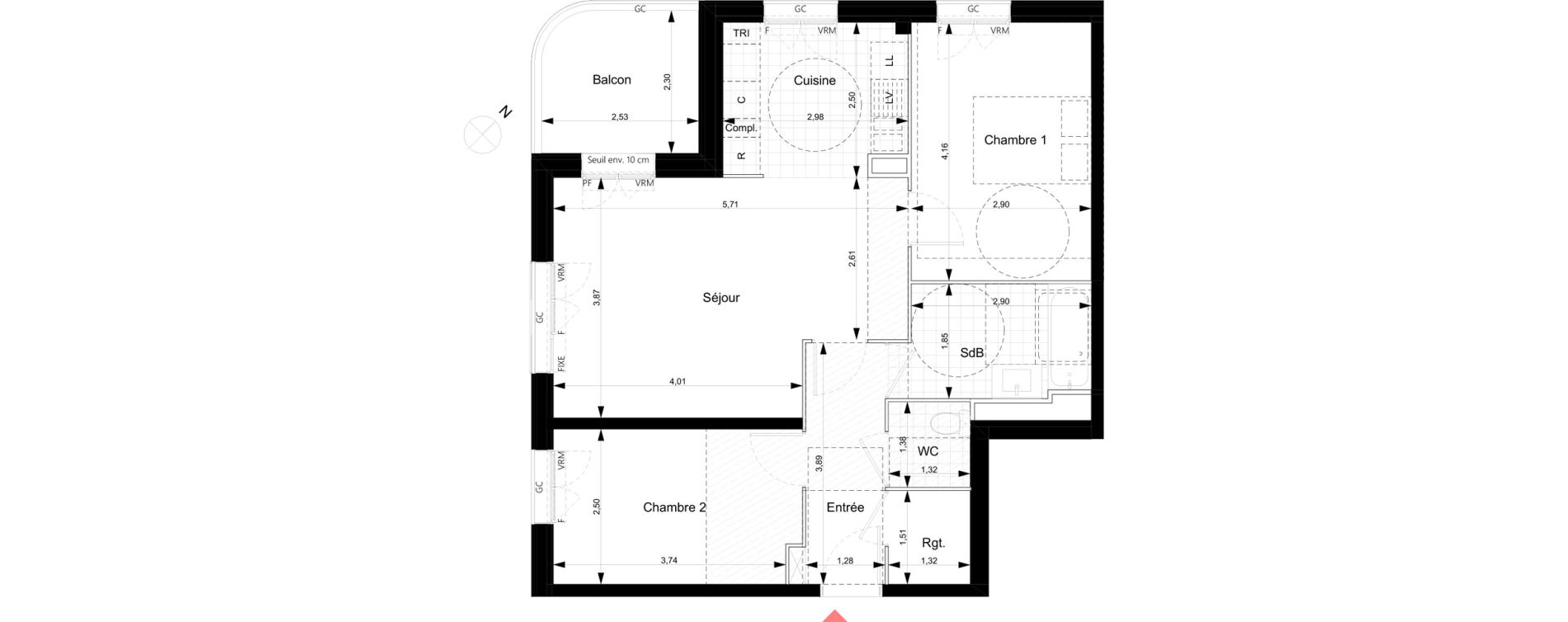 Appartement T3 de 63,44 m2 &agrave; Noisy-Le-Grand Bas-heurts