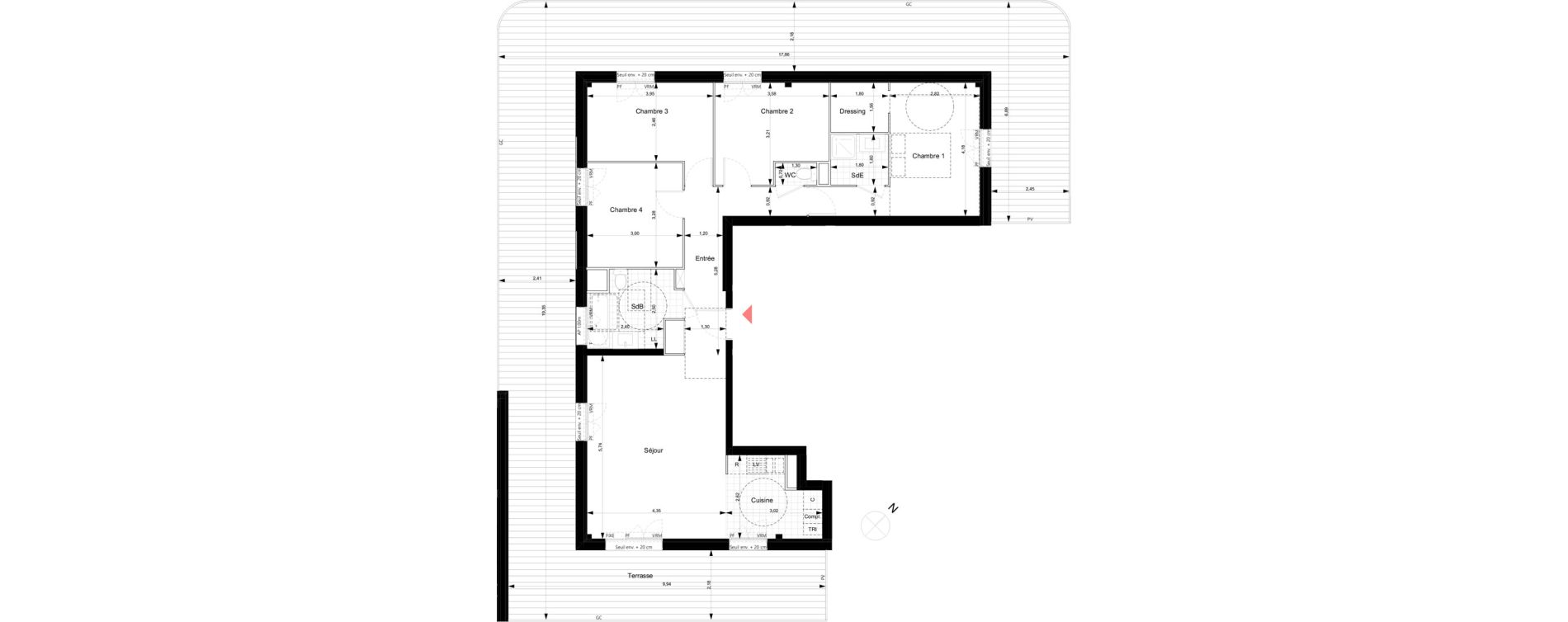 Appartement T5 de 98,48 m2 &agrave; Noisy-Le-Grand Bas-heurts