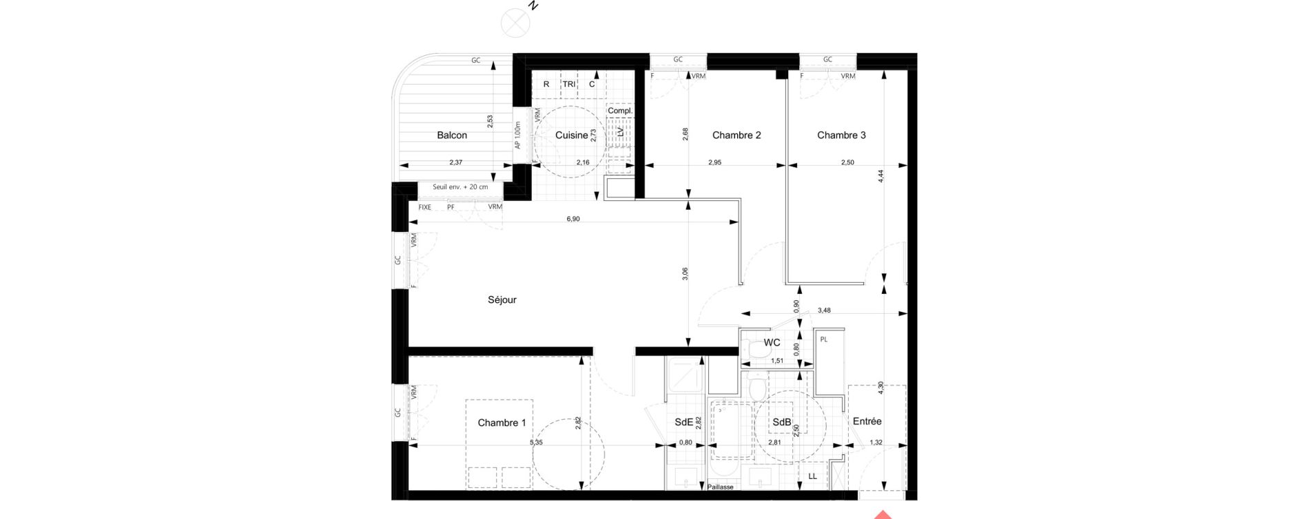 Appartement T4 de 80,46 m2 &agrave; Noisy-Le-Grand Bas-heurts