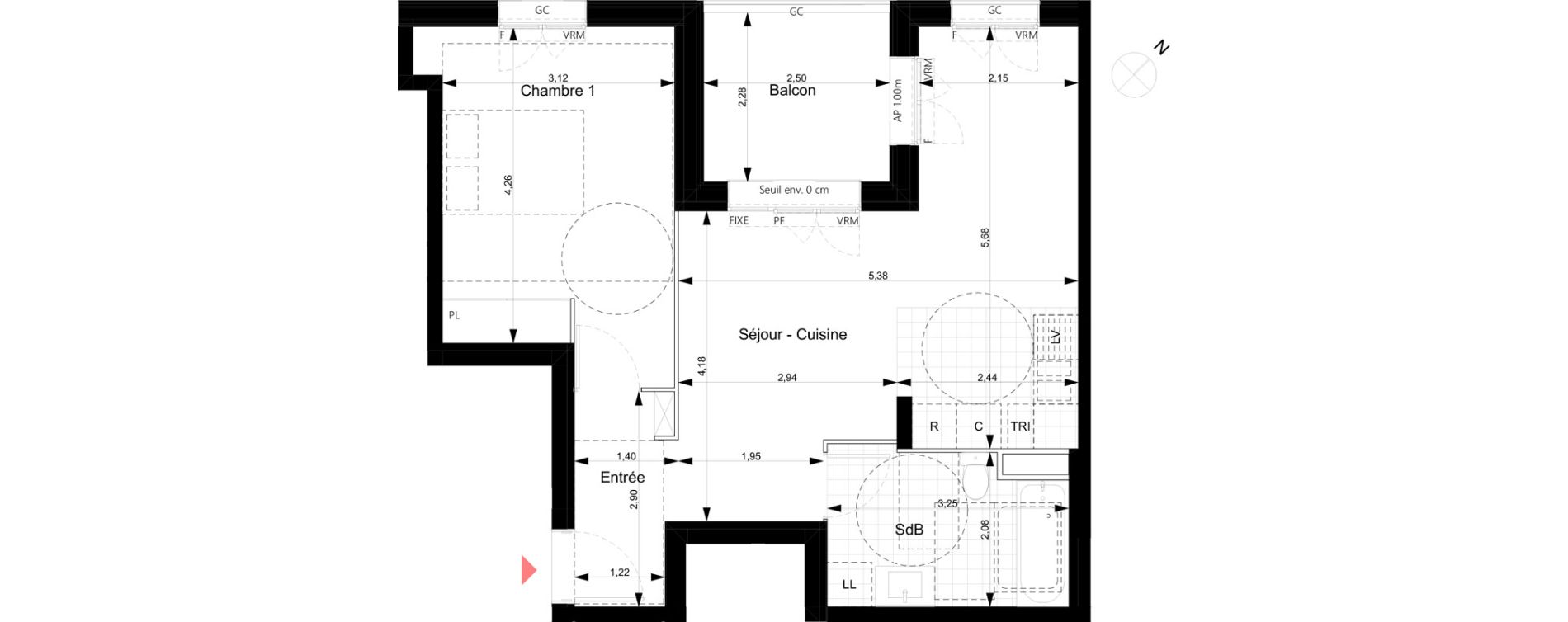 Appartement T2 de 48,71 m2 &agrave; Noisy-Le-Grand Bas-heurts