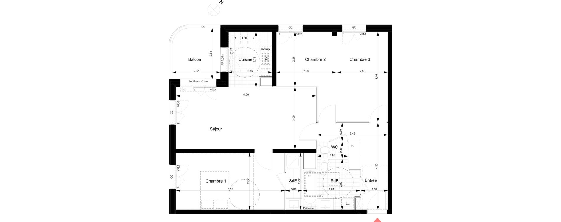 Appartement T4 de 80,45 m2 &agrave; Noisy-Le-Grand Bas-heurts