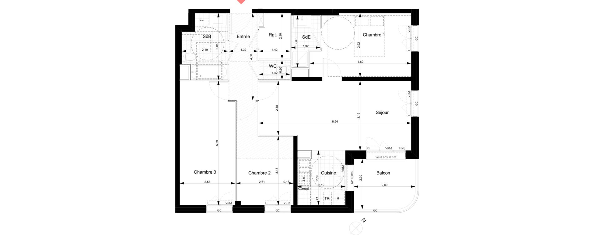 Appartement T4 de 80,03 m2 &agrave; Noisy-Le-Grand Bas-heurts