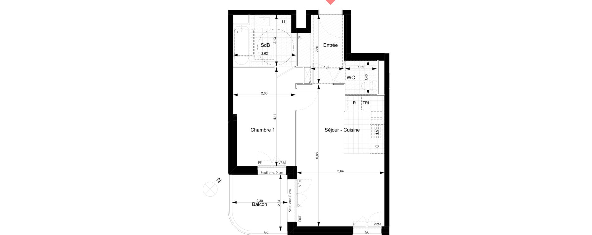 Appartement T2 de 42,88 m2 &agrave; Noisy-Le-Grand Bas-heurts