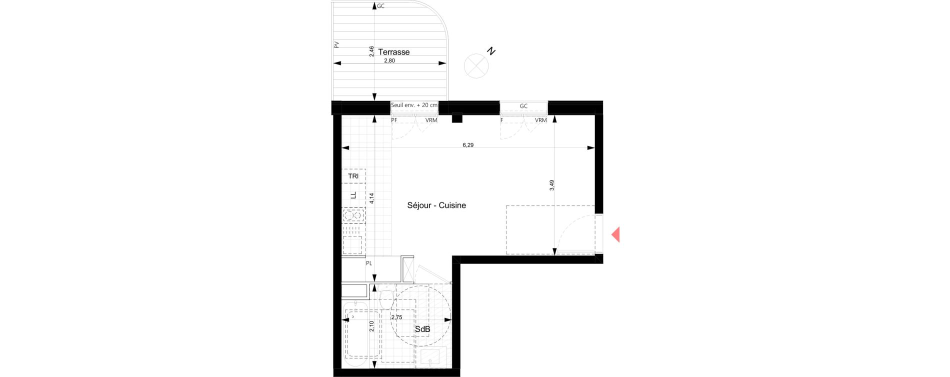 Appartement T1 de 28,97 m2 &agrave; Noisy-Le-Grand Bas-heurts