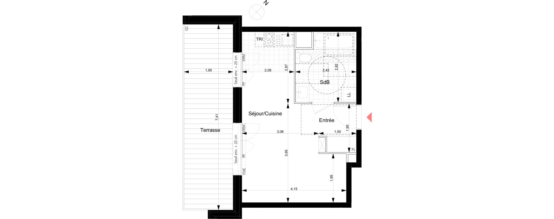 Appartement T1 de 29,23 m2 &agrave; Noisy-Le-Grand Bas-heurts