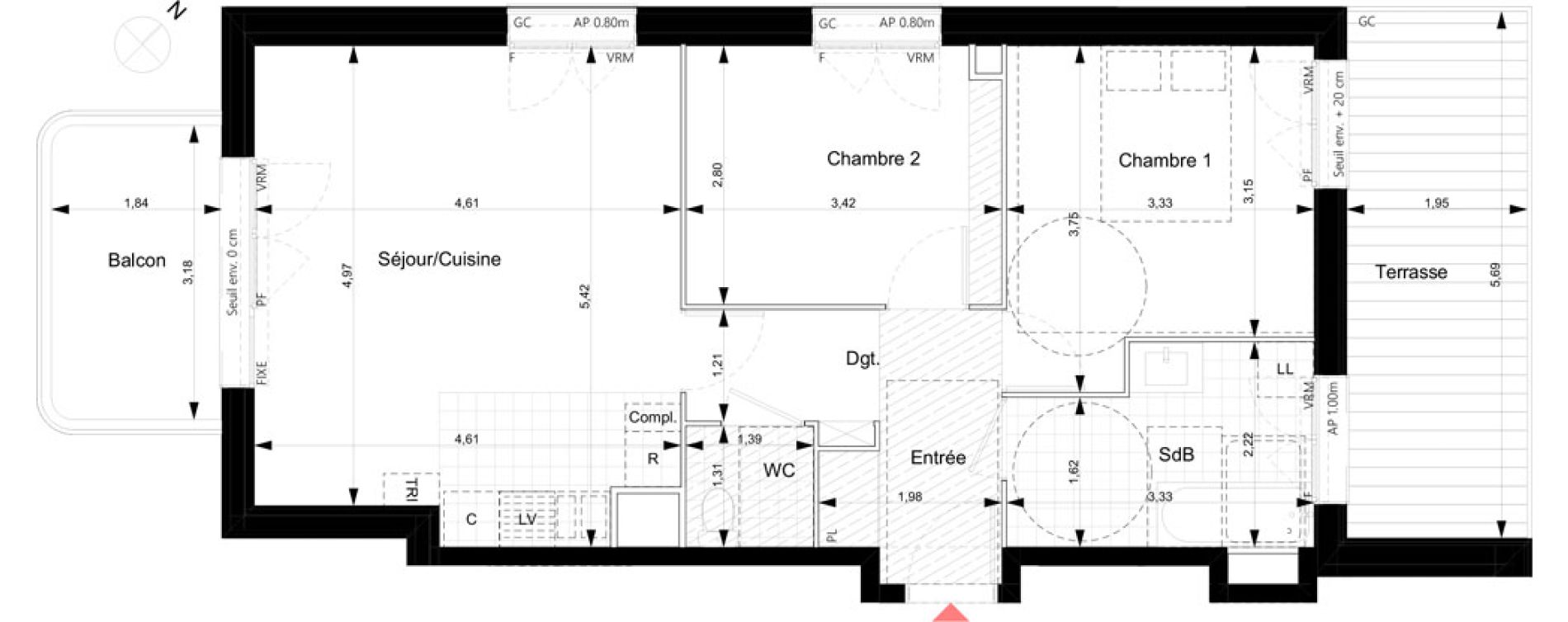 Appartement T3 de 59,81 m2 &agrave; Noisy-Le-Grand Bas-heurts