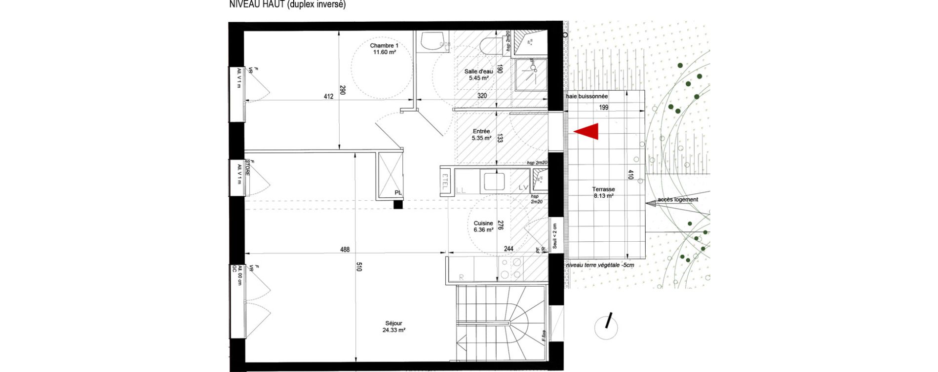 Duplex T5 de 106,32 m2 &agrave; Noisy-Le-Grand L ile de la marne